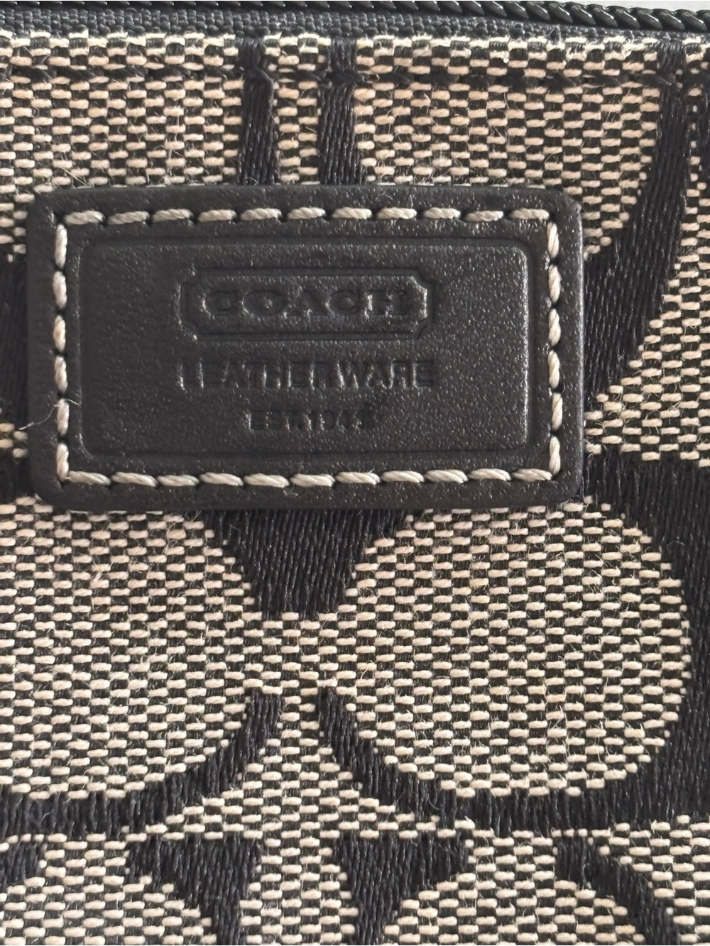 Coach Black & Tan Signature Canvas Wristlet - Picture 3 of 8